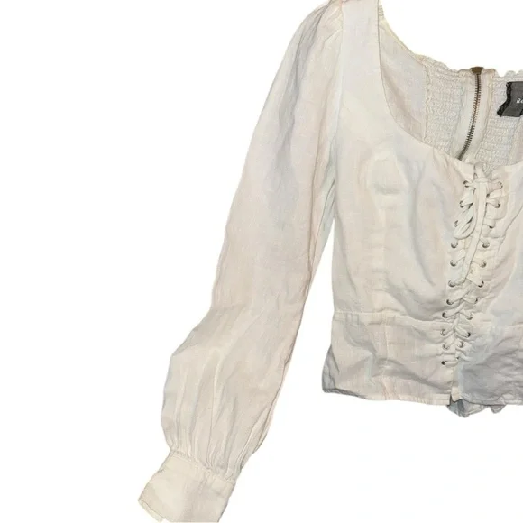 Host Pick 🎉▶️ Reformation ◀️ Paloma White Linen Lace Up Top - Picture 5 of 16